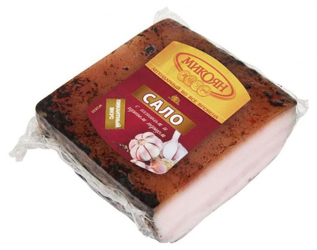 Сало Микоян с чесноком и черным перцем (0,2-0,3 кг) , 1 упаковка ~ 0,25 кг