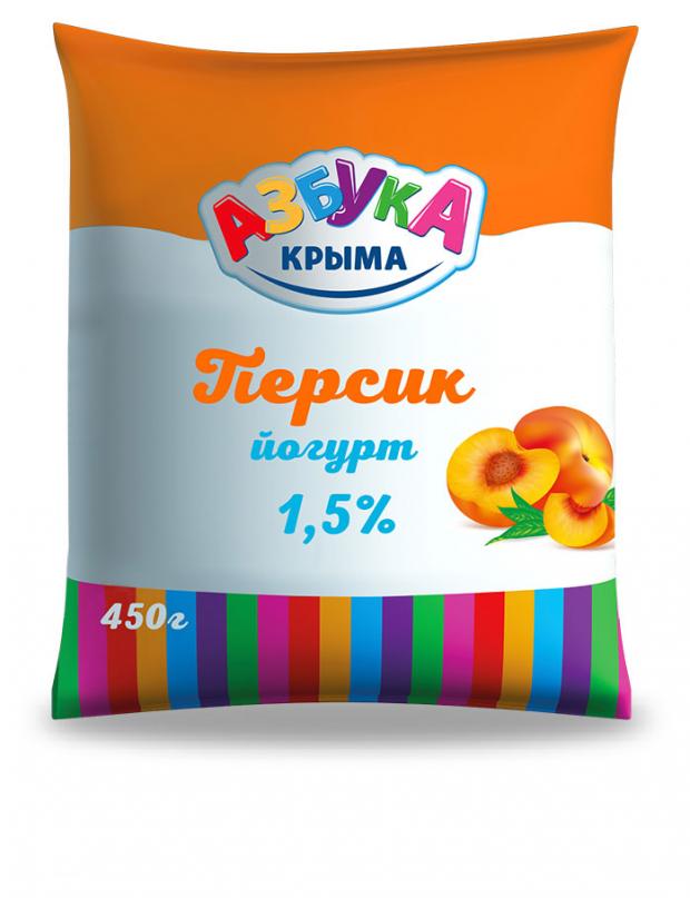 Йогурт Азбука Крыма персик 1,5% БЗМЖ, 450 мл