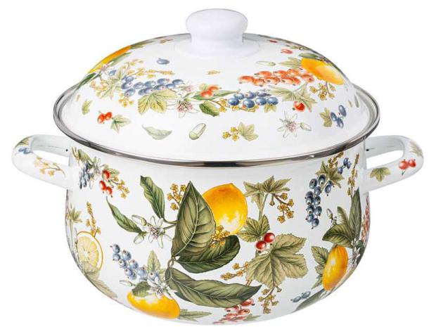 

Кастрюля Agness Fruit Basket эмалированная с крышкой, 3,6 л