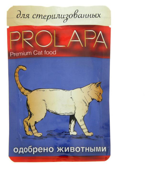 

Влажный корм для стерилизованных кошек Prolapa Premium с птицей в соусе, 100 г