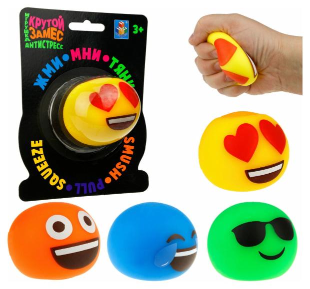 

Игрушка-жмяка 1TOY Крутой замес Смайлик, 6 см