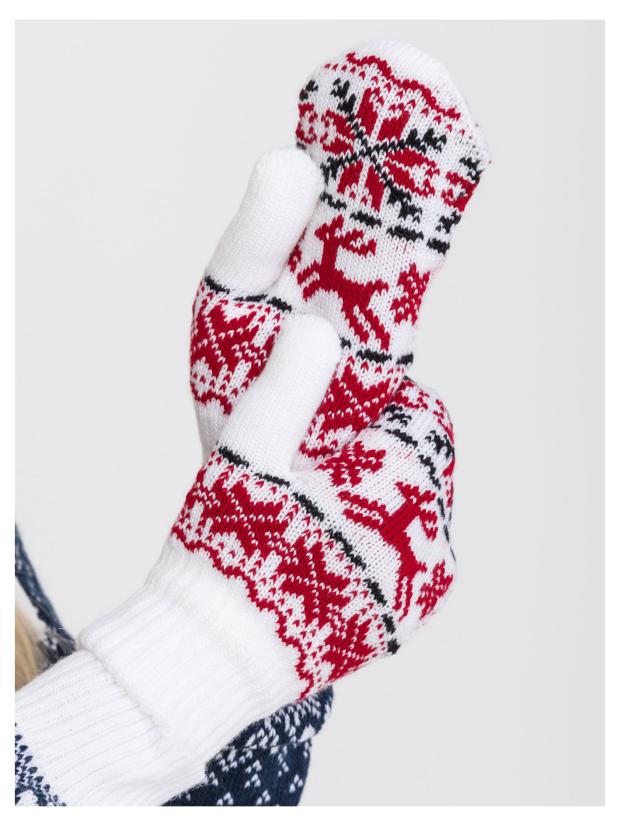 

Варежки женские Win&Wool бело-красные, р 18