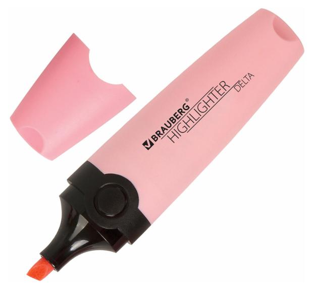 

Текстовыделитель BRAUBERG delta pastel розовый линия 1-5 мм, 1 шт