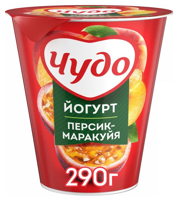 Йогурт Чудо вязкий живой Персик-Маракуйя 2% БЗМЖ, 290 г