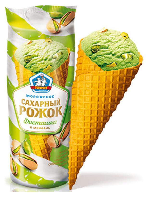 Морожено пломбир Росфрост с фисташкой рожок,