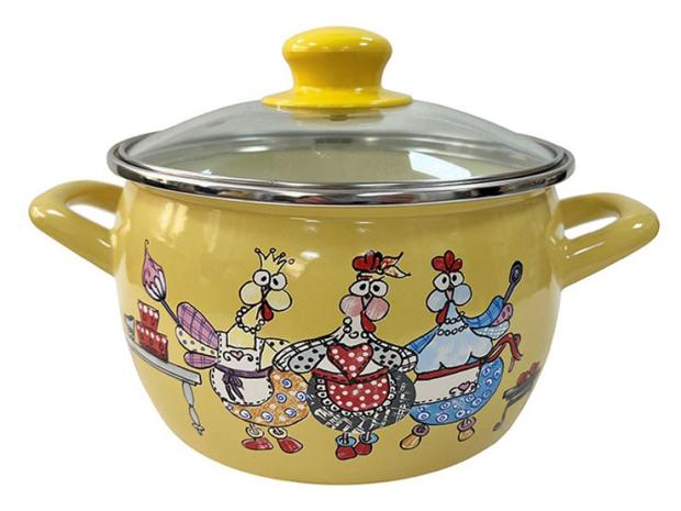 

Кастрюля Metrot Куриный переполох глубокая со стеклянной крышкой 22 см, 5,4 л