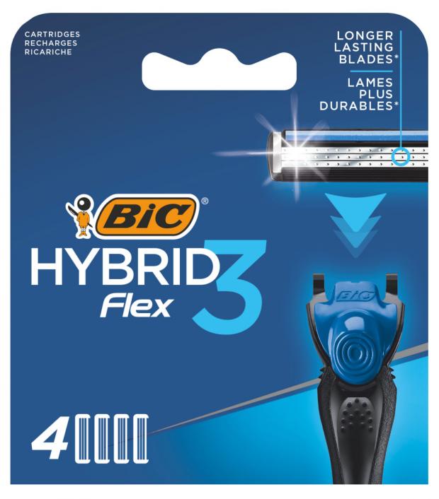 Сменные кассеты для мужской бритвы, BIC Hybrid 3 Flex, 4 шт