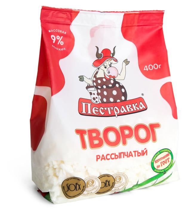 Творог Пестравка 9% БЗМЖ, 400 г