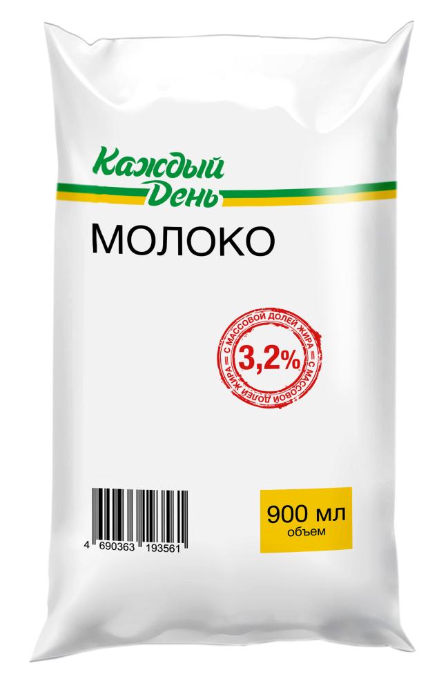 Молоко Каждый день БЗМЖ 3,2%, 900 мл