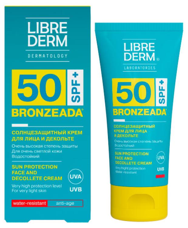 Крем для лица и зоны декольте солнцезащитный Librederm Bronzeada SPF50, 50 мл