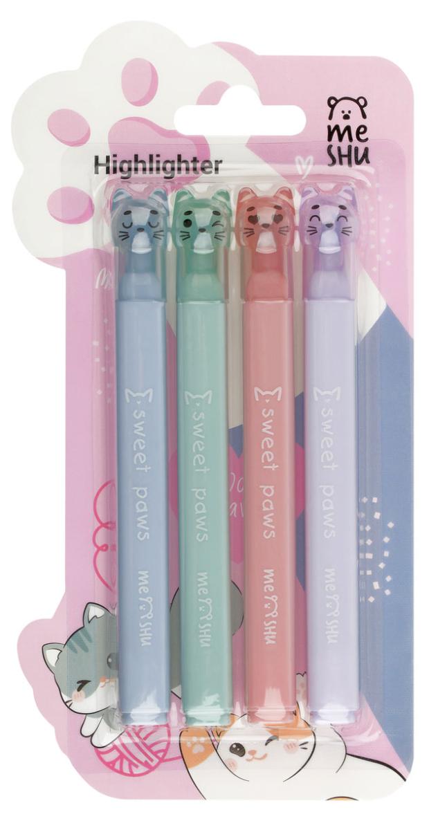 

Набор текстовыделителей Meshu Paw pastel пастельные цвета 1-4мм, 4 цвета