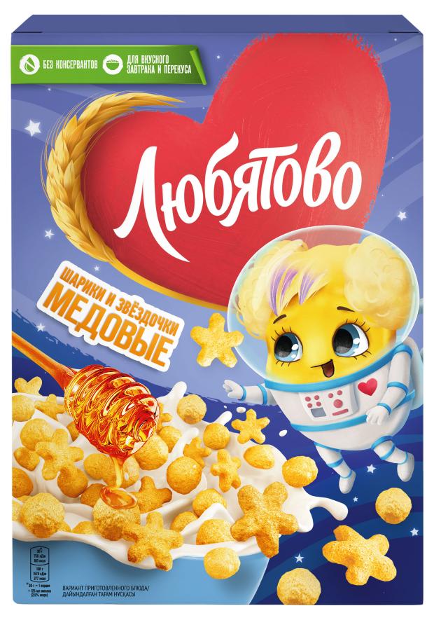 

Готовый завтрак Любятово шарики и звездочки медовые, 200 г