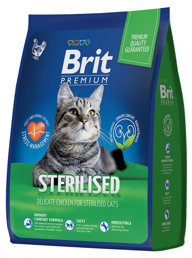Сухой корм для стерилизованных кошек Brit Premium курица, 2 кг