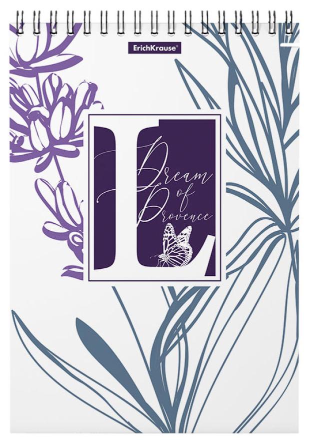 

Блокнот с пластиковой обложкой на спирали ErichKrause Lavender А5 клетка, 80 л