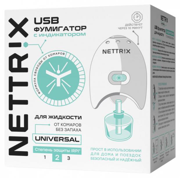 Фумигатор от комаров NETTRIX Universal USB 5V для жидкости фумигатор от комаров nettrix universal usb 5v для жидкости