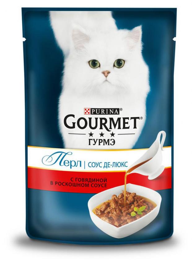 

Корм для кошек Gourmet Perle Соус Де-люкс с говядиной в роскошном соусе, 85 г
