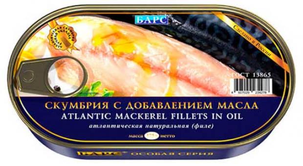 

Филе скумбрии БАРС с добавлением масла, 175 г