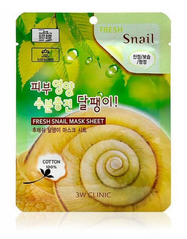 Маска для лица 3W Clinic Fresh Snail Mucus Mask Sheet с муцином улитки тканевая, 23 мл