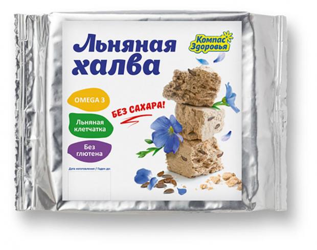 Халва льняная Компас Здоровья с семенами коричневого льна на фруктозе, 250 г