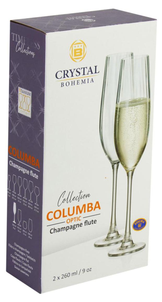 

Рюмки для шампанского CRYSTAL BOHEMIA Columba Optic, 260 мл х 2 шт