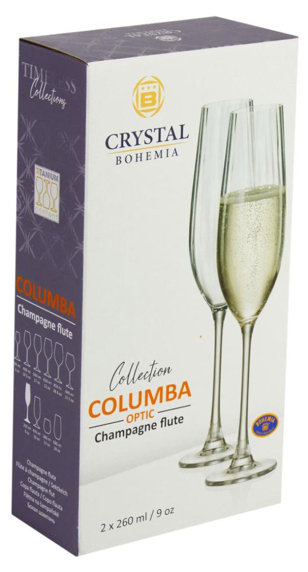 цена Рюмки для шампанского CRYSTAL BOHEMIA Columba Optic, 260 мл х 2 шт