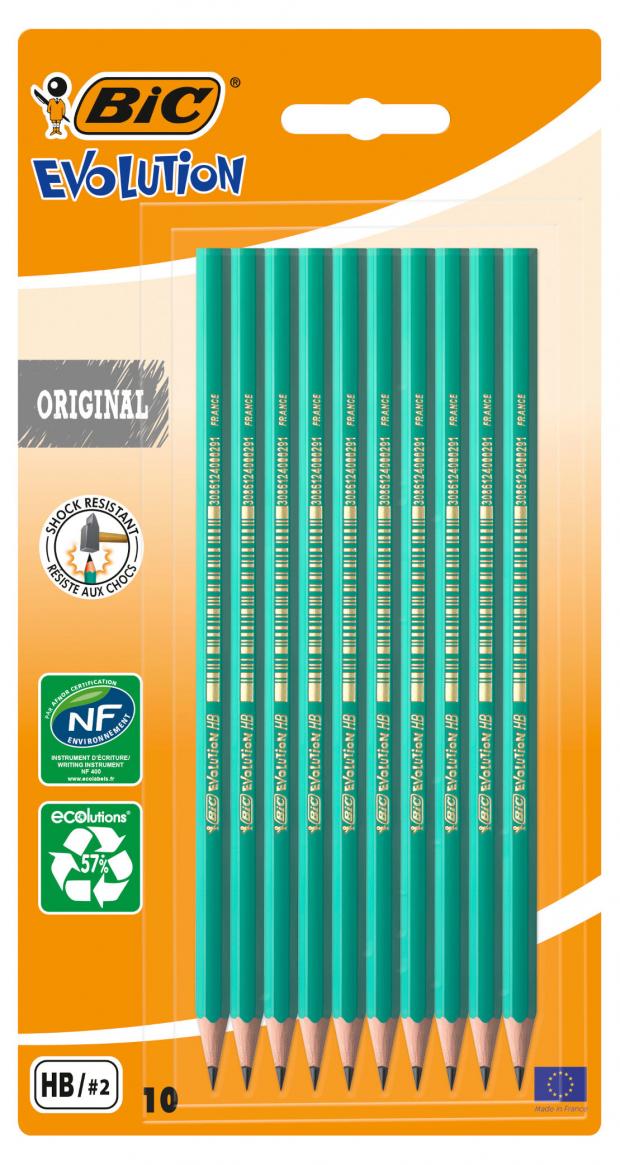 

Карандаш BIC Evolution HB чернографитовый зелёный корпус, 10 шт