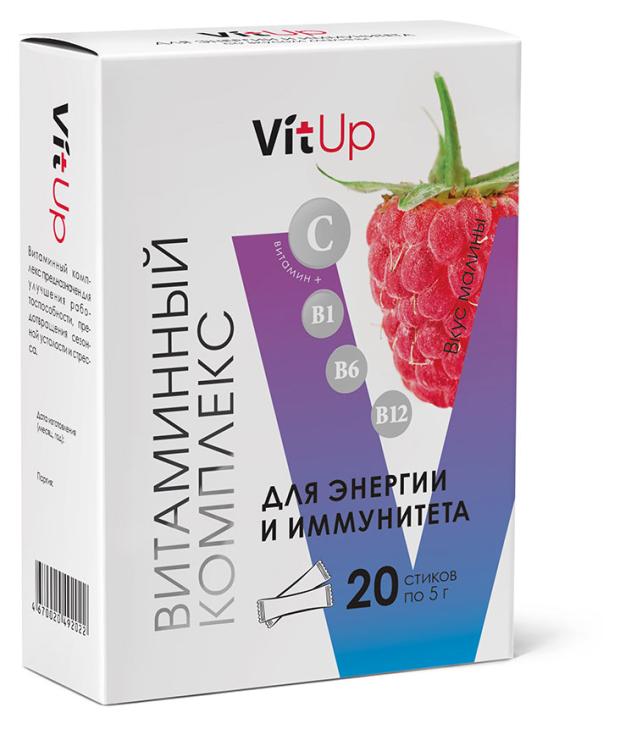 Бад Две Линии VitUp Витаминный комплекс источник энергии и иммунитета со вкусом малины, 20 х 13 г