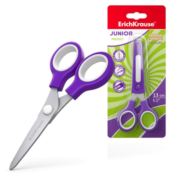 

Ножницы ErichKrause Junior Protect с пластиковым чехлом и именным стикером 13 см, 1 шт