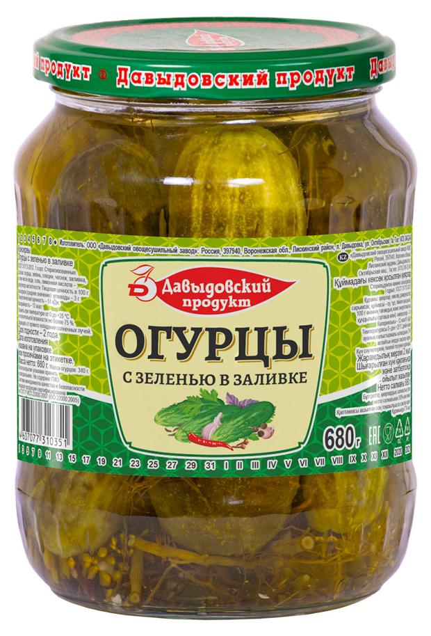 Огурцы Давыдовский продукт с зеленью, 680 г