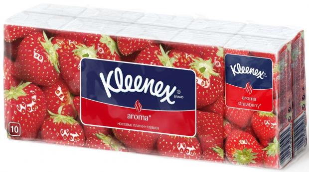 

Платочки бумажные Kleenex Клубника, 10х10 шт