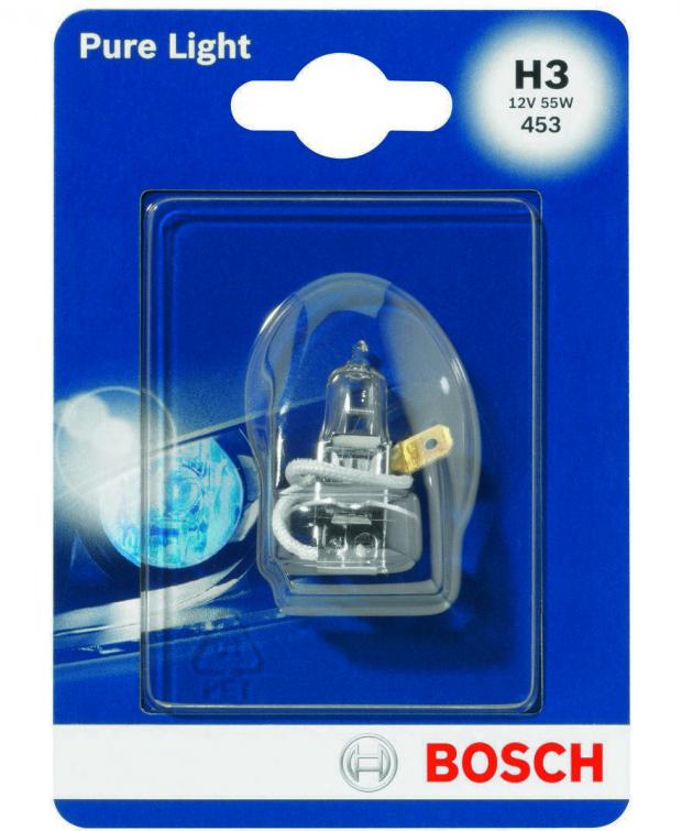 Лампа галогенная Bosch Pure Light H3 12V 55W лампа галогенная 12v h1 55w avs vegas