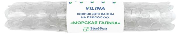 Коврик для ванны Вилина на присосках ПВХ галька прозрачный, 36х69 см коврик для ванны вилина на присосках пвх галька синий 36х69 см