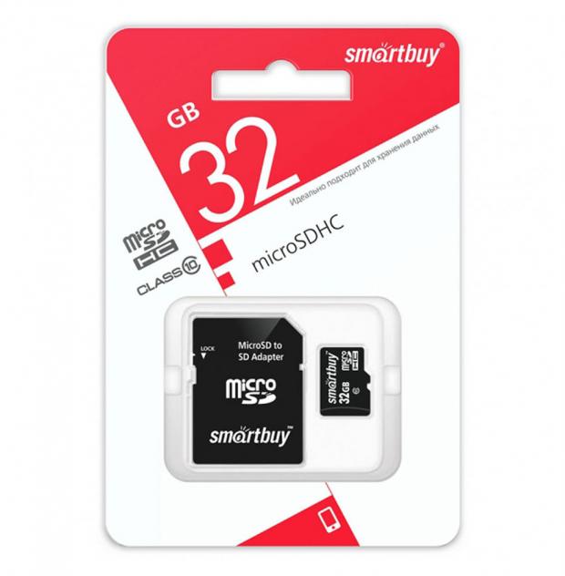 Карта памяти SmartBuy microSDHC 32 ГБ карта памяти smartbuy microsdhc class 10 16 gb