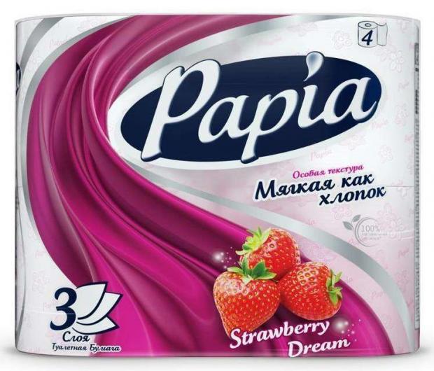 

Туалетная бумага Papia Strawberry Dream 3 слоя, 4 рулона