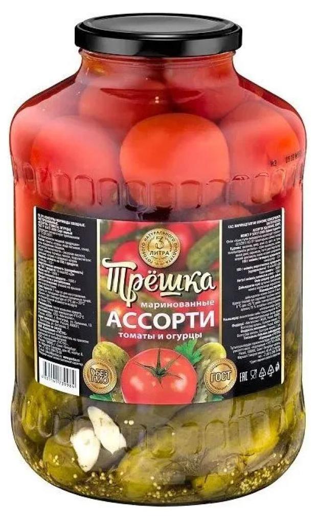 Ассорти овощное Трешка из огурцов и томатов, 3 л