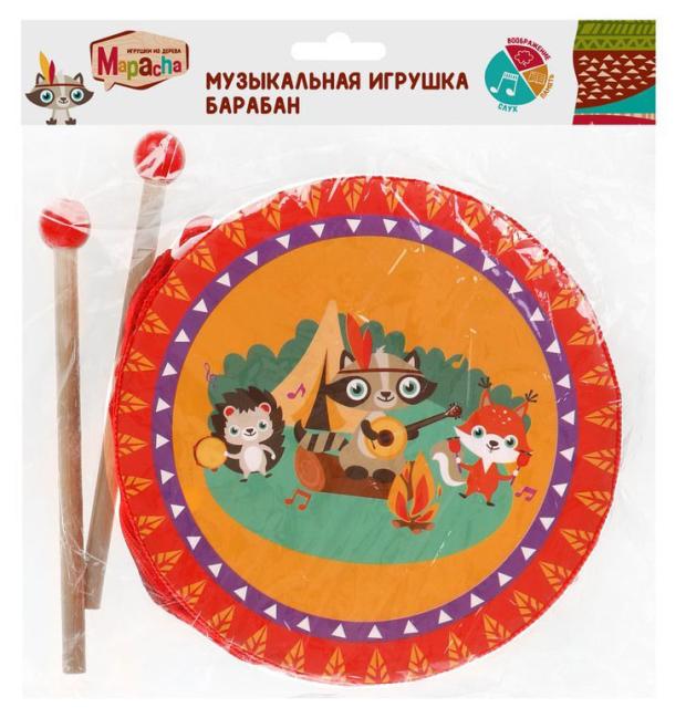 Игрушка музыкальная Mapacha Барабан с палочками, 15 см