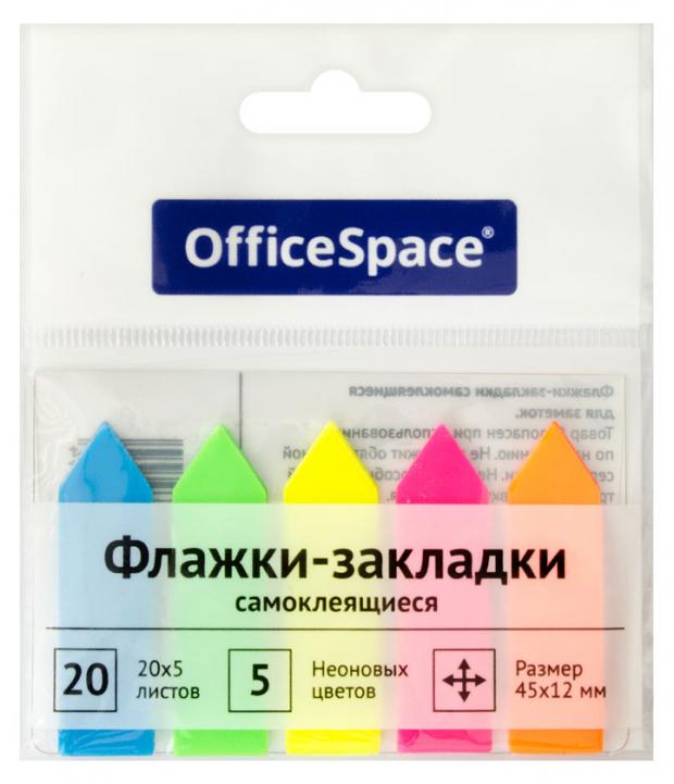 Флажки-закладки OfficeSpace, 45x12мм стрелки 5 неоновых цветов