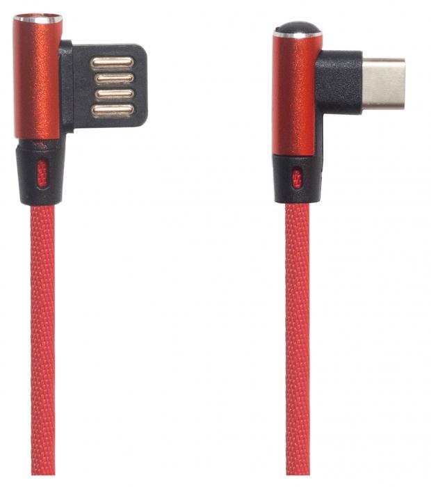 USB кабель "LP" Type-C оплетка Т-порт 1м. (красный)