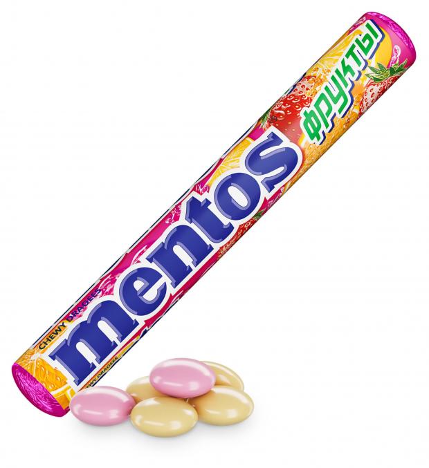 цена Драже жевательное Mentos фруктовое ассорти, 37 г