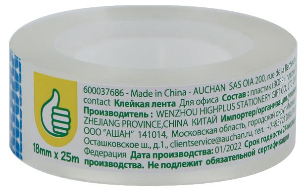 

Клейкая лента Pouce прозрачная, 18 мм х 25 м