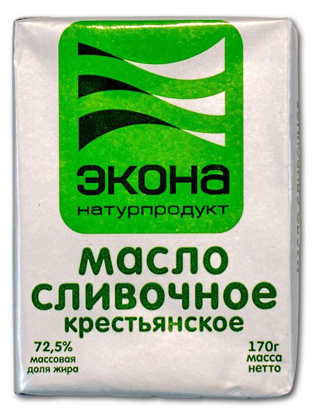 Масло сливочное Econa Крестьянское 72,5% БЗМЖ, 170 г