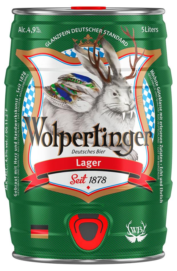 Пиво Wolpertinger светлое фильтрованное 4,9%, 5 л