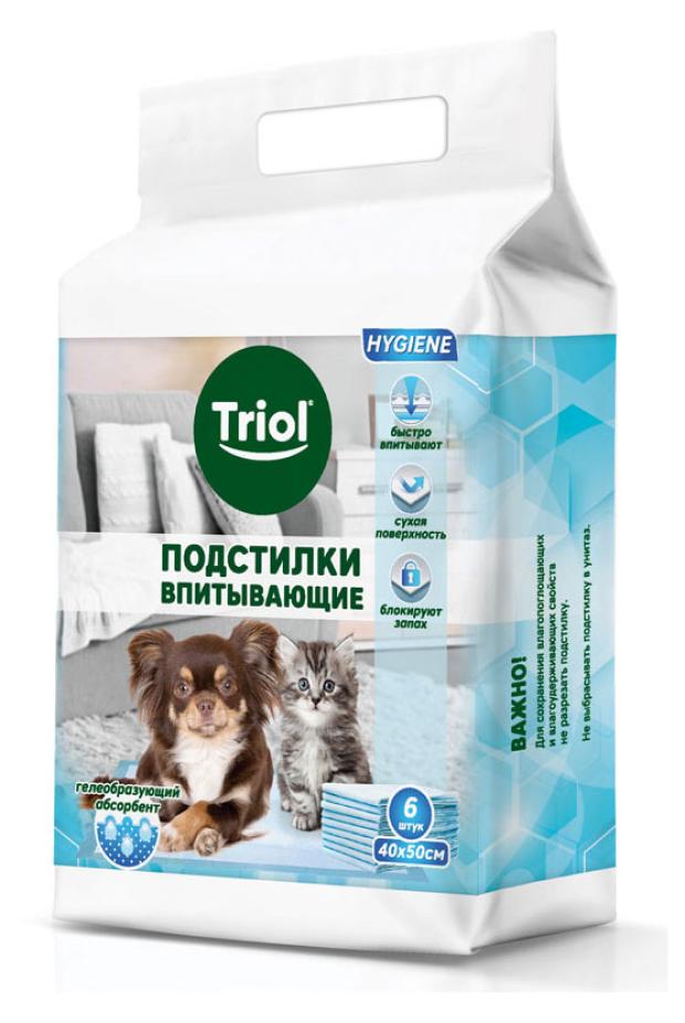 

Подстилки для животных Triol для туалета впитывающие 40x50 см, 6 шт