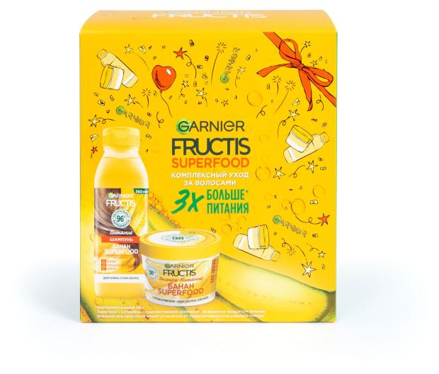 

Подарочный набор Garnier Fructis Superfood, Шампунь для волос 350 мл + маска для волос 390 мл