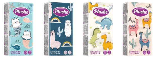 Платки бумажные Plushe Classic 2 слоя, 10 листов