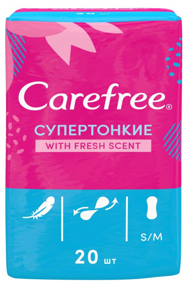 Прокладки ежедневные Carefree СуперТонкие Fresh в индивидуальных упаковках, 20 шт