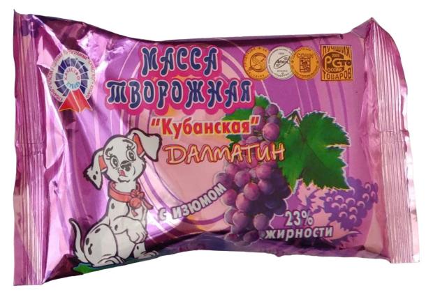 Масса творожная Далматин Кубанская с изюмом 23% ЗМЖ, 170 г