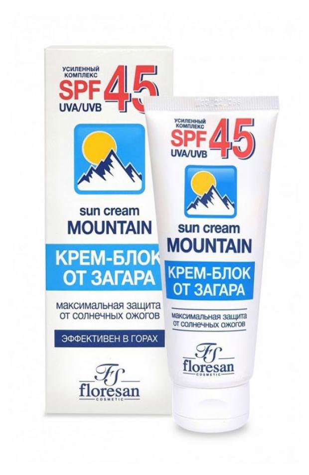 водостойкий крем блок от загара spf 45 floresan waterproof specially for mountains 60 мл Крем-блок от загара Floresan Mountain водостойкий SPF 45, 75 мл