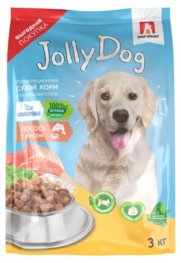 Сухой корм для собак Зоогурман Jolly Dog, лосось и рис, 3 кг