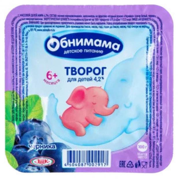 Творог детский Обнимама Черника 4,2% БЗМЖ, 100 г